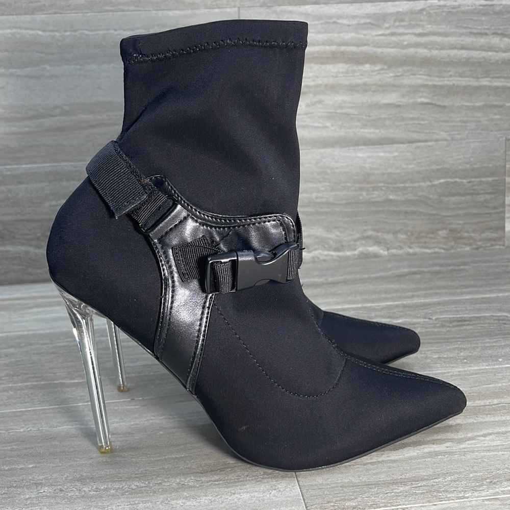 London Rebel Stiletto Harness Buckle Ankle Booties EU 39 US 8 - Picture 2 of 10